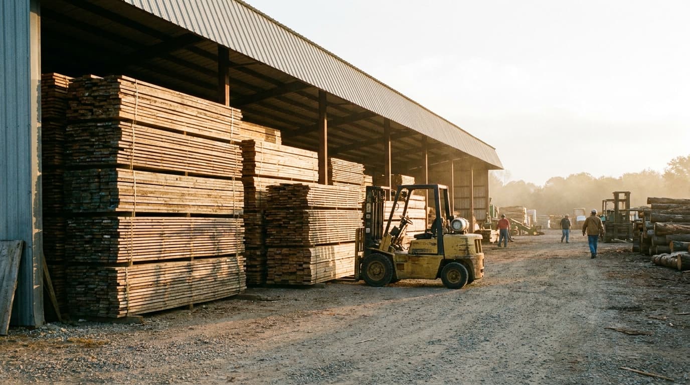 Aerial view of Norfeld Building Supply's yard